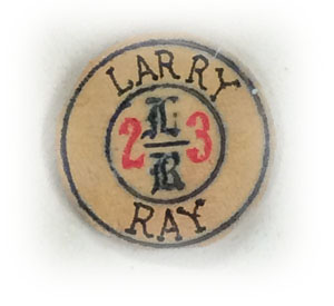 A Larry Ray hood tag